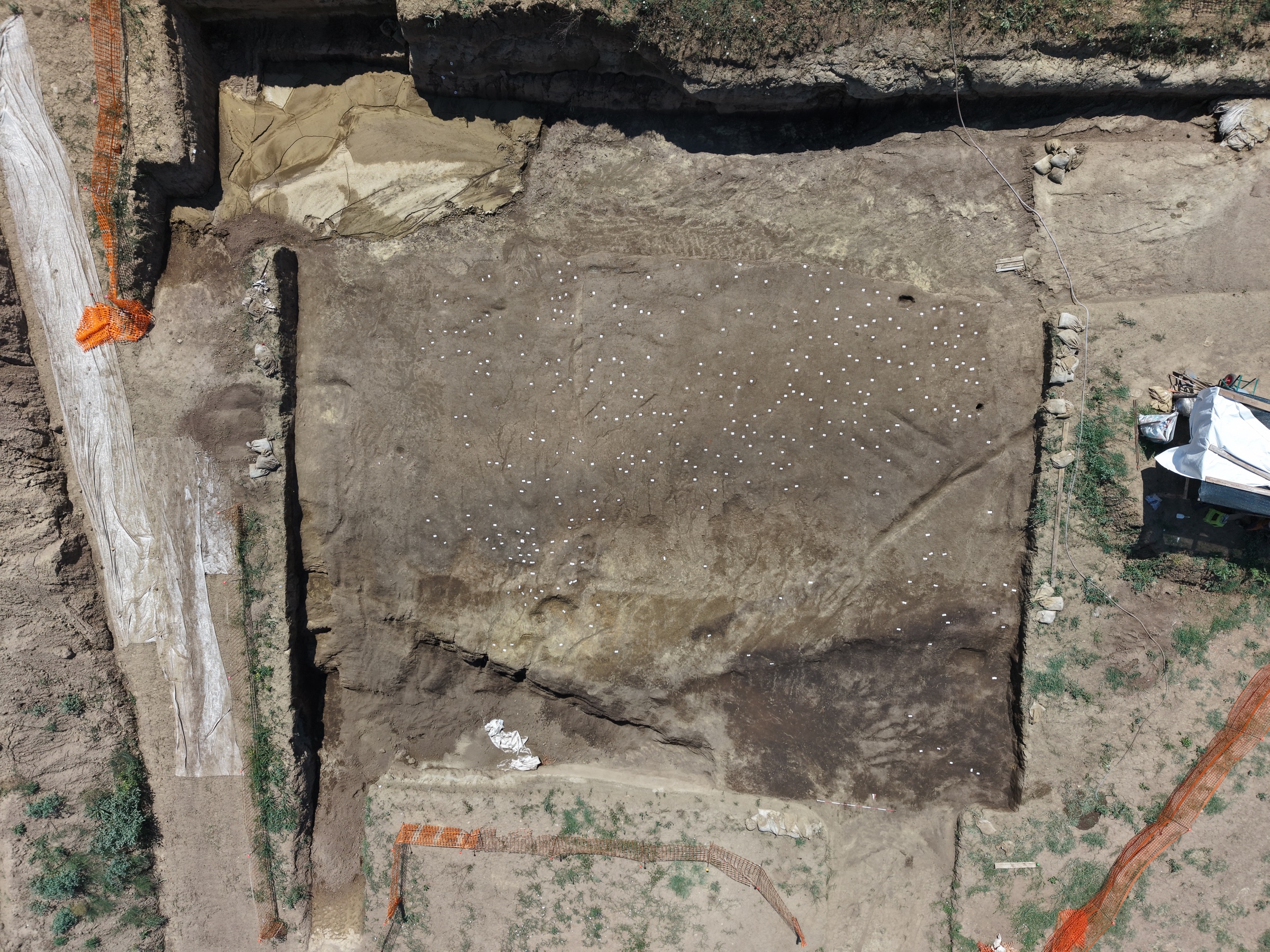 Veduta aerea di uno scavo archeologico a Benevento