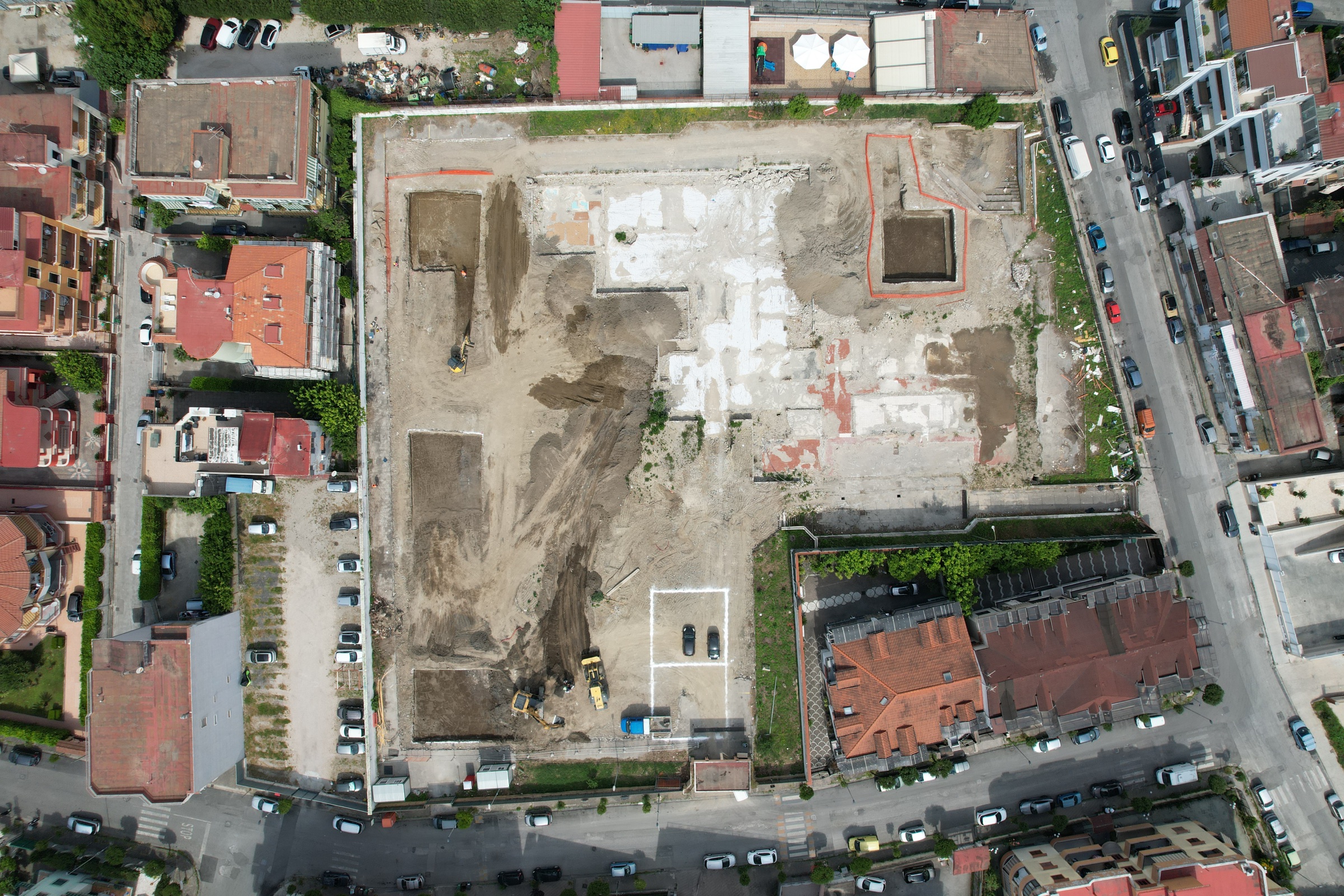 Veduta aerea dell'area di cantiere a Casavatore
